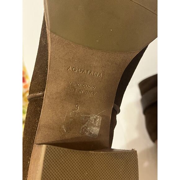 Aquatalia 'Tracy' Suede Ankle Boots Waterproof •9• Leather Buckle Brown Worn 1x - Picture 14 of 14